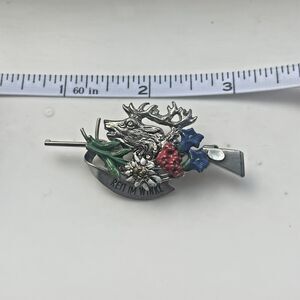 German Traditional Folk Pin "Reit Im Winkl" Stag Rifle Edelweiss West Germany